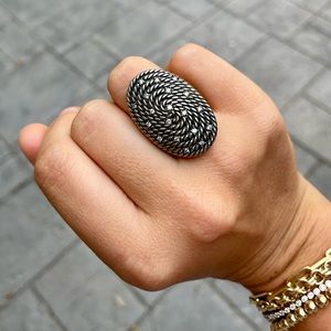 David Yurman silver & diamond coil ring